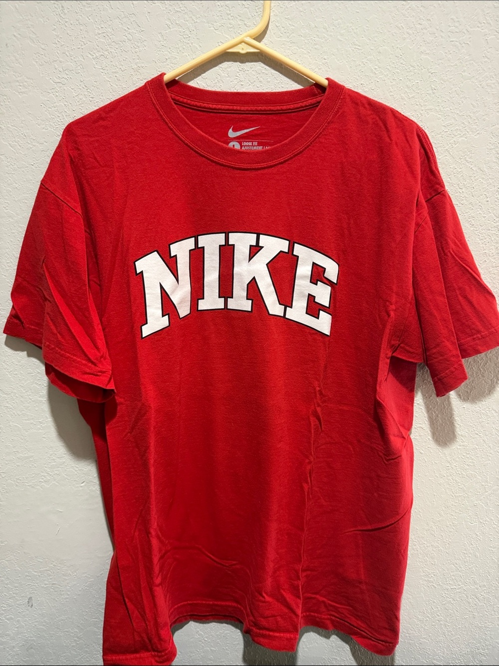 Nike Red Short-Sleeve Tee with White Arch Logo